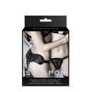 Regulowana uprząż do wibratora Black PU Harness z pierścieniami 40 mm i 54 mm - 1