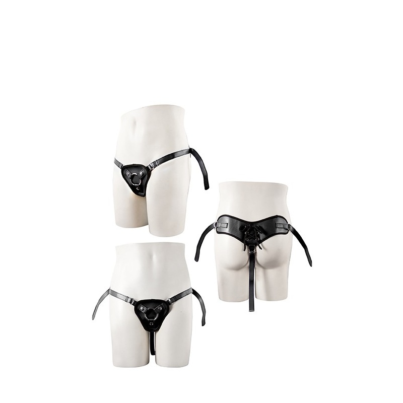 Regulowana uprząż do wibratora Black PU Harness z pierścieniami 40 mm i 54 mm - 2