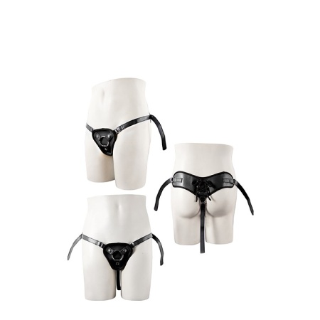 Regulowana uprząż do wibratora Black PU Harness z pierścieniami 40 mm i 54 mm - 2