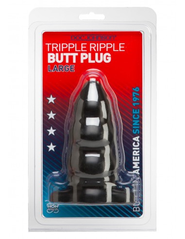 Plug-TRIPLE RIPPLE BUTT PLUG BLACK L - Korki analne silikonowe - 1