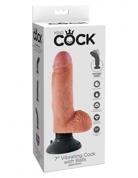 Wibrator VIBRATING COCK W BALLS FLESH 7 INCH - Wibratory Realistyczne - 1