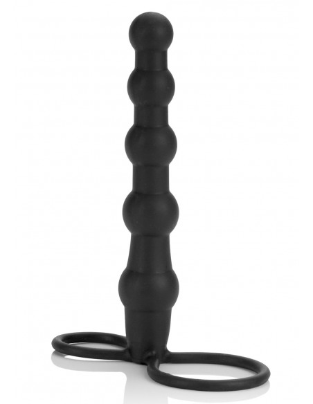 Dildo Do Podwójnej Penetracji Beaded Double Rider Black - Strap-ony, dilda na pasku bez wibracji - 1