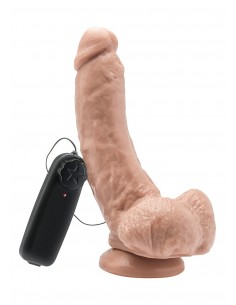 Dildo-COCK 8 INCH W/ BALLS FLESH VIBR. - Wibratory Realistyczne - 1