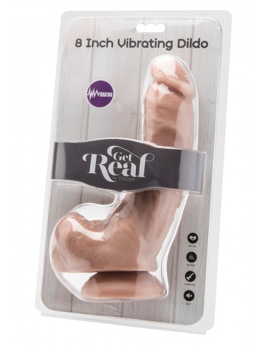 Dildo-COCK 8 INCH W/ BALLS FLESH VIBR. - Wibratory Realistyczne - 2