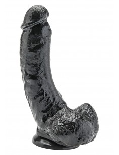 Dildo-COCK 8 INCH W/ BALLS BLACK - Dilda realistyczne - 1