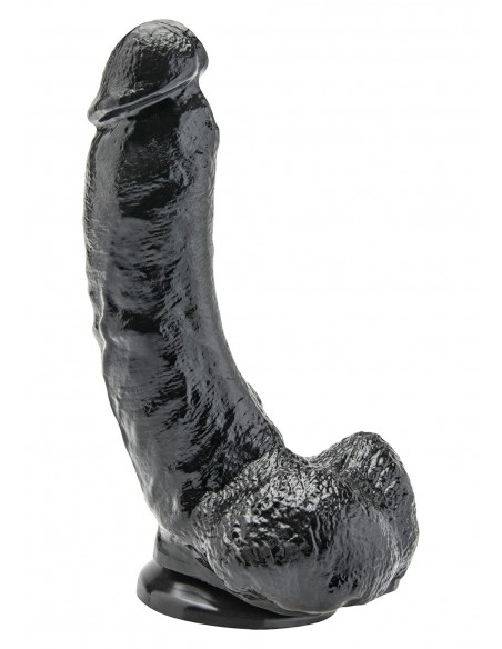 Dildo-COCK 8 INCH W/ BALLS BLACK - Dilda realistyczne - 1