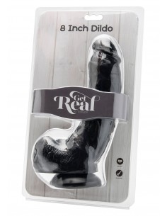 Dildo-COCK 8 INCH W/ BALLS BLACK - Dilda realistyczne - 1 2