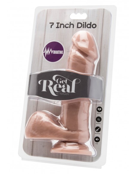 Dildo-COCK 7 INCH W/ BALLS FLESH VIBR. - Wibratory Realistyczne - 2