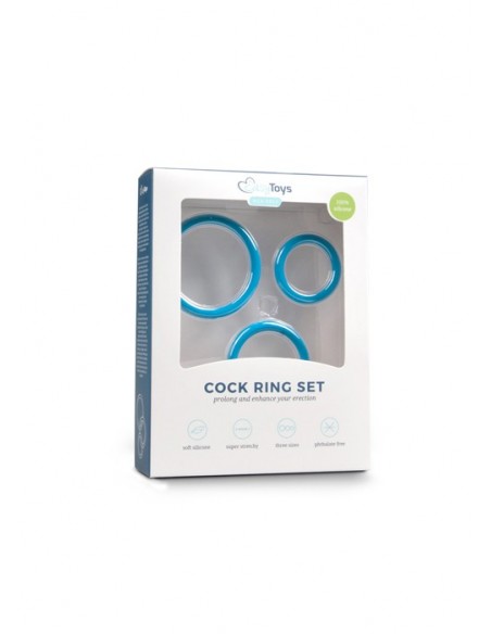 Zestaw pierścieni na penisa Cock Ring Set Blue - Pierścienie erekcyjne niewibrujące - 2