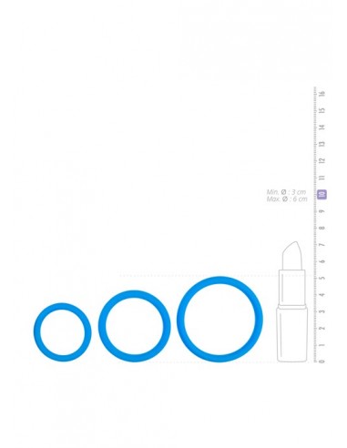 Zestaw pierścieni na penisa Cock Ring Set Blue - Pierścienie erekcyjne niewibrujące - 3