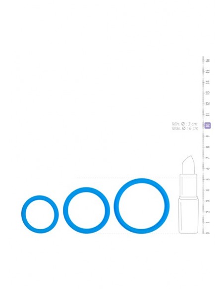 Zestaw pierścieni na penisa Cock Ring Set Blue - Pierścienie erekcyjne niewibrujące - 3