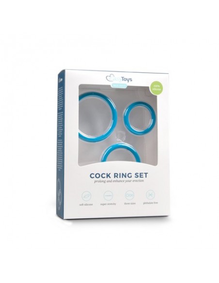 Zestaw pierścieni na penisa Cock Ring Set Blue - Pierścienie erekcyjne niewibrujące - 5