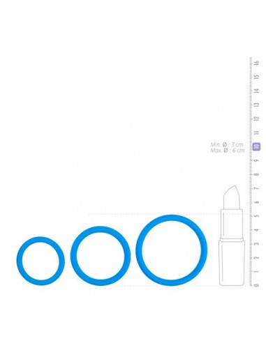 Zestaw pierścieni na penisa Cock Ring Set Blue - Pierścienie erekcyjne niewibrujące - 6