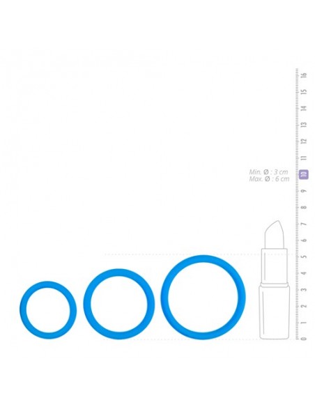 Zestaw pierścieni na penisa Cock Ring Set Blue - Pierścienie erekcyjne niewibrujące - 6