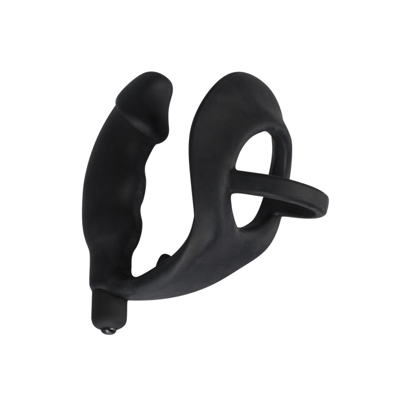 Wibrujący plug analny z pierścieniem na penisa ORION Vibrating Silicone Plug, silikon z powłoką PU, długość całkowita 13,5 cm - 2