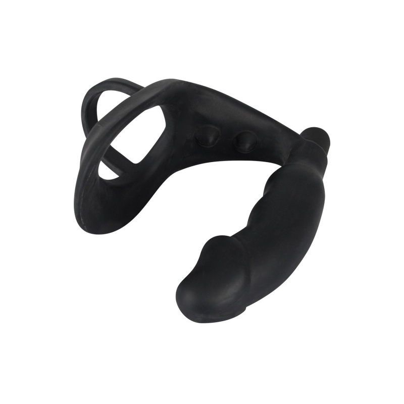 Wibrujący plug analny z pierścieniem na penisa ORION Vibrating Silicone Plug, silikon z powłoką PU, długość całkowita 13,5 cm - 3