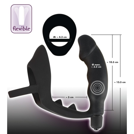 Wibrujący plug analny z pierścieniem na penisa ORION Vibrating Silicone Plug, silikon z powłoką PU, długość całkowita 13,5 cm - 9