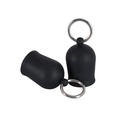 Pompeczki na sutki Nipple Suckers – czarne silikonowe miseczki z metalowym pierścieniem, średnica wewnętrzna 2,1 cm - 1 2