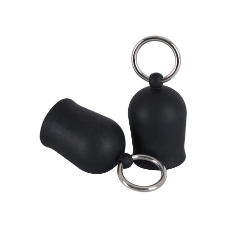 Pompeczki na sutki Nipple Suckers – czarne silikonowe miseczki z metalowym pierścieniem, średnica wewnętrzna 2,1 cm - 2