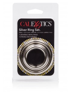 Zestaw pierścieni na penisa SILVER RING 3 PIECE SET - Pierścienie erekcyjne niewibrujące - 1 2