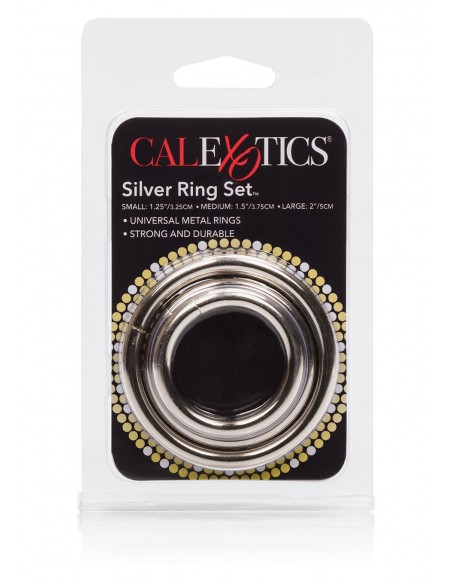 Zestaw pierścieni na penisa SILVER RING 3 PIECE SET - Pierścienie erekcyjne niewibrujące - 2