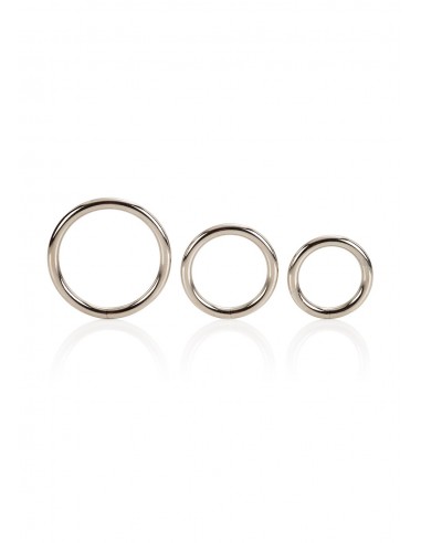 Zestaw pierścieni na penisa SILVER RING 3 PIECE SET - Pierścienie erekcyjne niewibrujące - 3
