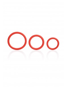 Pierścień na Penisa TRI-RINGS RED - Pierścienie erekcyjne niewibrujące - 1