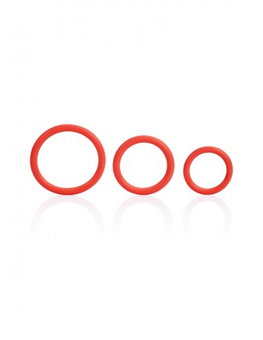 Pierścień na Penisa TRI-RINGS RED - Pierścienie erekcyjne niewibrujące - 1