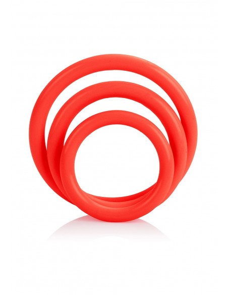 Pierścień na Penisa TRI-RINGS RED - Pierścienie erekcyjne niewibrujące - 3