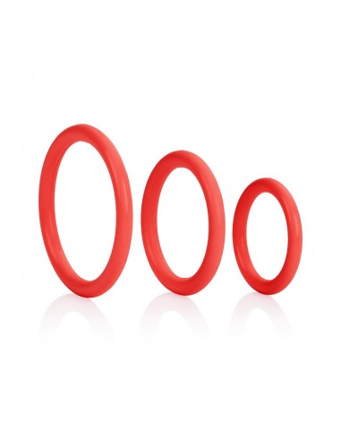 Pierścień na Penisa TRI-RINGS RED - Pierścienie erekcyjne niewibrujące - 4