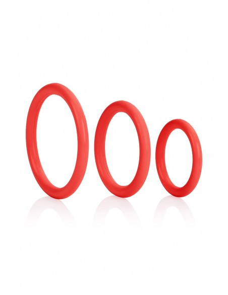 Pierścień na Penisa TRI-RINGS RED - Pierścienie erekcyjne niewibrujące - 4