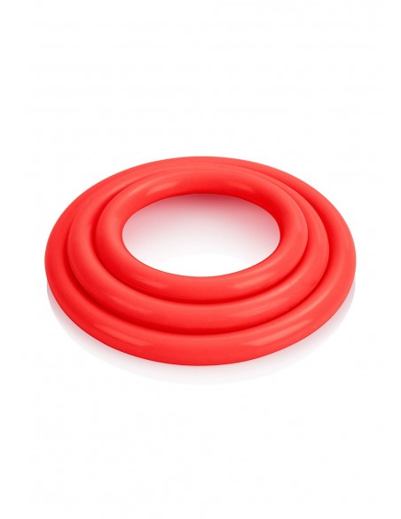 Pierścień na Penisa TRI-RINGS RED - Pierścienie erekcyjne niewibrujące - 5