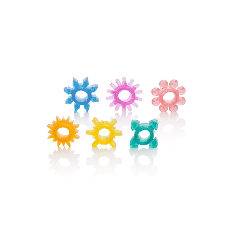 Zestaw 6 teksturowanych pierścieni erekcyjnych Senso 6 Pack Multicolor, średnica 2 cm - 1