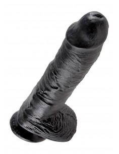 Dildo-COCK 10 INCH W/ BALLS BLACK - Dilda realistyczne - 1