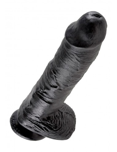Dildo-COCK 10 INCH W/ BALLS BLACK - Dilda realistyczne - 1