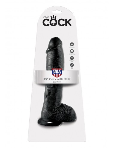 Dildo-COCK 10 INCH W/ BALLS BLACK - Dilda realistyczne - 2