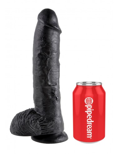 Dildo-COCK 10 INCH W/ BALLS BLACK - Dilda realistyczne - 3
