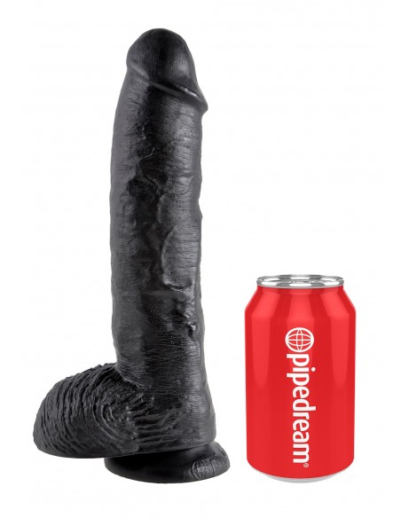 Dildo-COCK 10 INCH W/ BALLS BLACK - Dilda realistyczne - 3