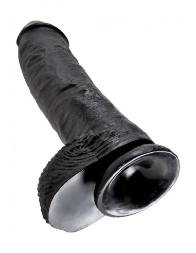 Dildo-COCK 10 INCH W/ BALLS BLACK - Dilda realistyczne - 4