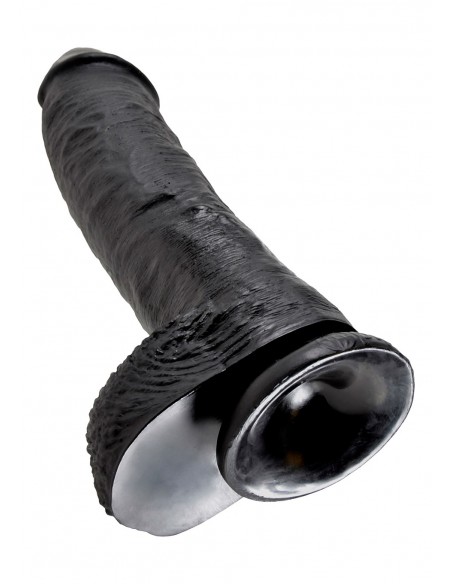 Dildo-COCK 10 INCH W/ BALLS BLACK - Dilda realistyczne - 4