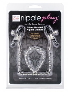 Stymulator-NIPPLE CLAMPS SILVER BEADED - Klamry i klipsy na sutki - 1