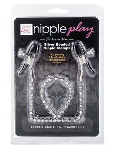 Stymulator-NIPPLE CLAMPS SILVER BEADED - Klamry i klipsy na sutki - 1