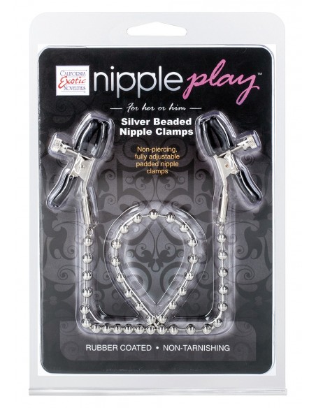 Stymulator-NIPPLE CLAMPS SILVER BEADED - Klamry i klipsy na sutki - 1