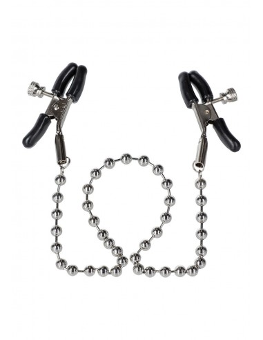 Stymulator-NIPPLE CLAMPS SILVER BEADED - Klamry i klipsy na sutki - 2