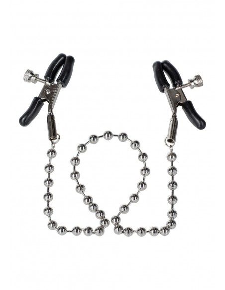 Stymulator-NIPPLE CLAMPS SILVER BEADED - Klamry i klipsy na sutki - 2