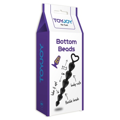 Koraliki analne Bottom Beads Black – silikonowe, stopniowane, 14 cm - 1