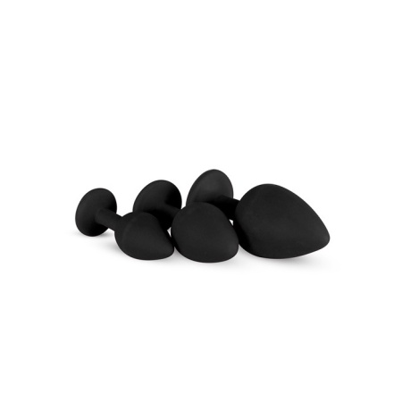 Zestaw korków analnych Diamond Plug Set-Black, 3-częściowy, silikonowy, z kamieniem, średnica 0,8-4 cm - 2