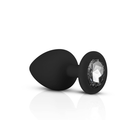 Zestaw korków analnych Diamond Plug Set-Black, 3-częściowy, silikonowy, z kamieniem, średnica 0,8-4 cm - 3
