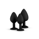 Zestaw korków analnych Diamond Plug Set-Black, 3-częściowy, silikonowy, z kamieniem, średnica 0,8-4 cm - 4