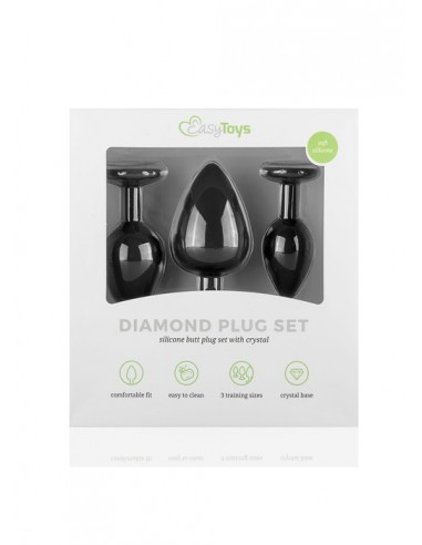 Plug-Diamond Plug Set-Black - Zestawy Korków Analnych - 6